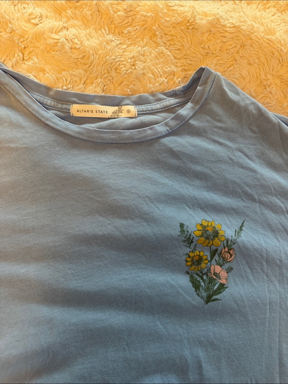 Altard State Blue Tee with Yellow Floral Embroidery